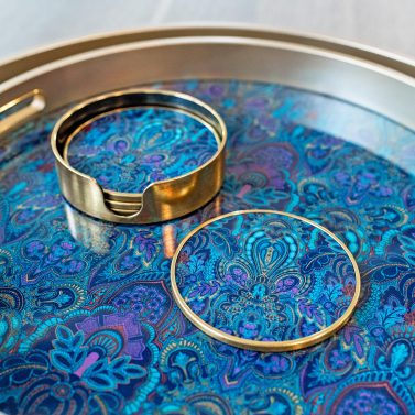 Dangerous Damask Circular Coaster Set in our Showroom