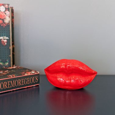 Small Red Lips Sculpture in our Showroom